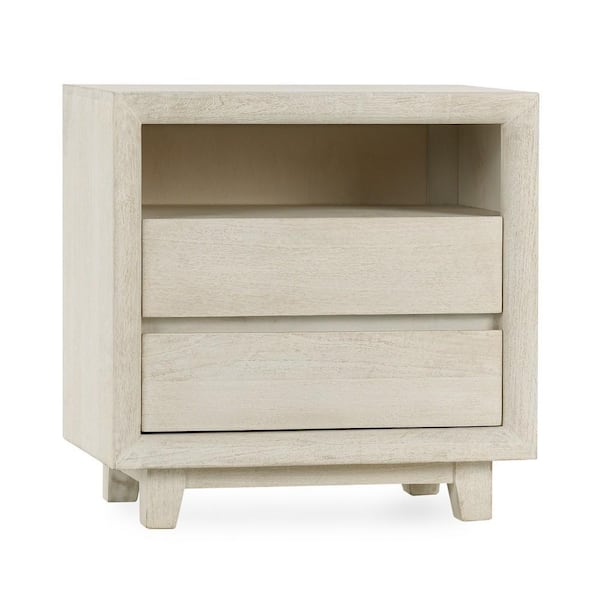 Benjara 27 in. Sand 2-Drawers Wooden Nightstand