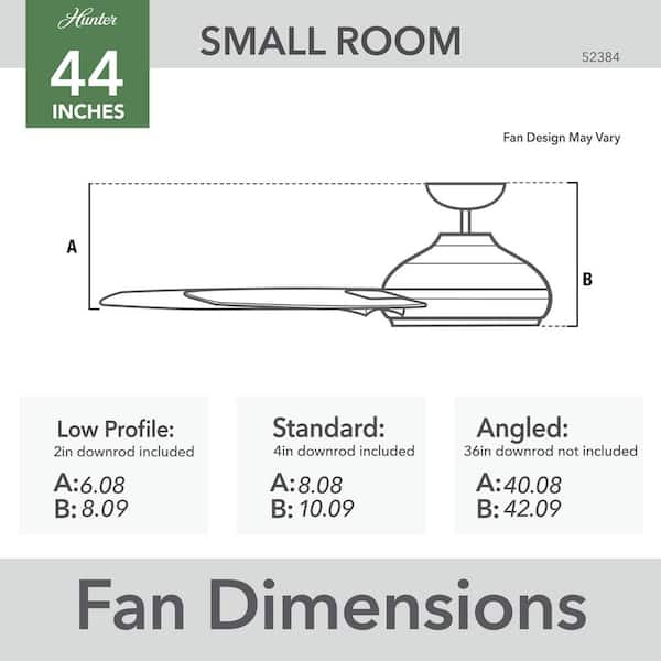 Hunter - Presto 44 in. Indoor Ceiling Fan Dove Grey with Wall Control Included For Bedrooms