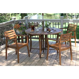 Danish Stackable Eucalyptus Outdoor Dining Chair (4-Pack)