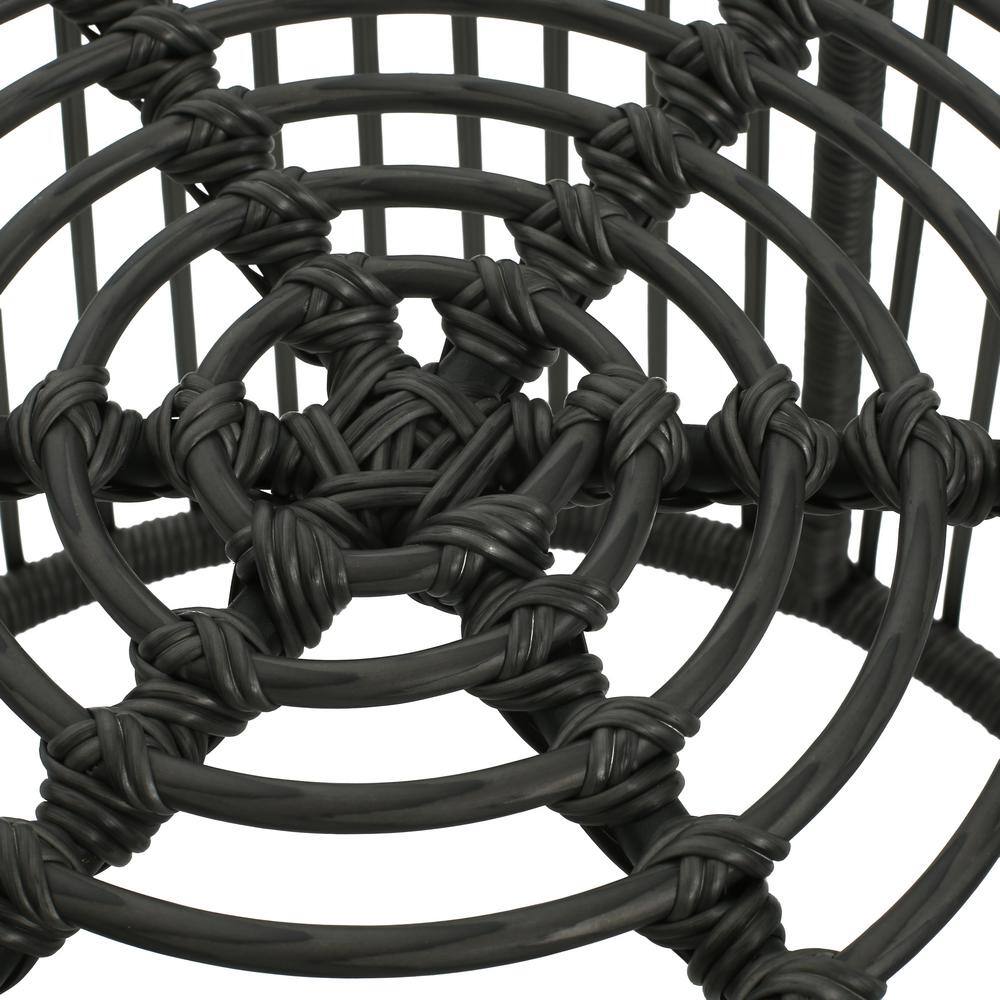 Gray Faux Rattan 2-Person Outdoor Chat Set with Cushions