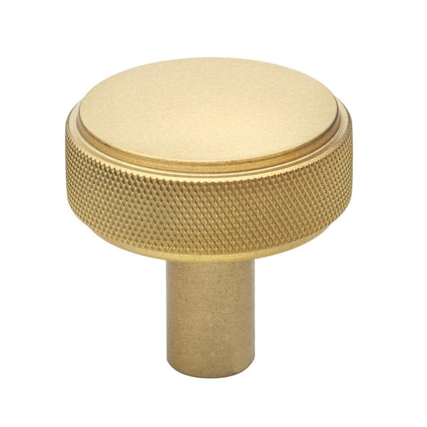 GlideRite 1-1/2 in. Satin Gold Solid Round Knurled Cabinet Drawer Knobs (10-Pack)