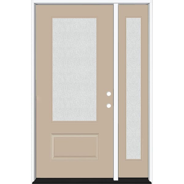Steves & Sons Legacy 51 in. x 80 in. 3/4 Lite Rain Glass LHIS Sandstone Finish Fiberglass Prehung Front Door with 12 in. SL