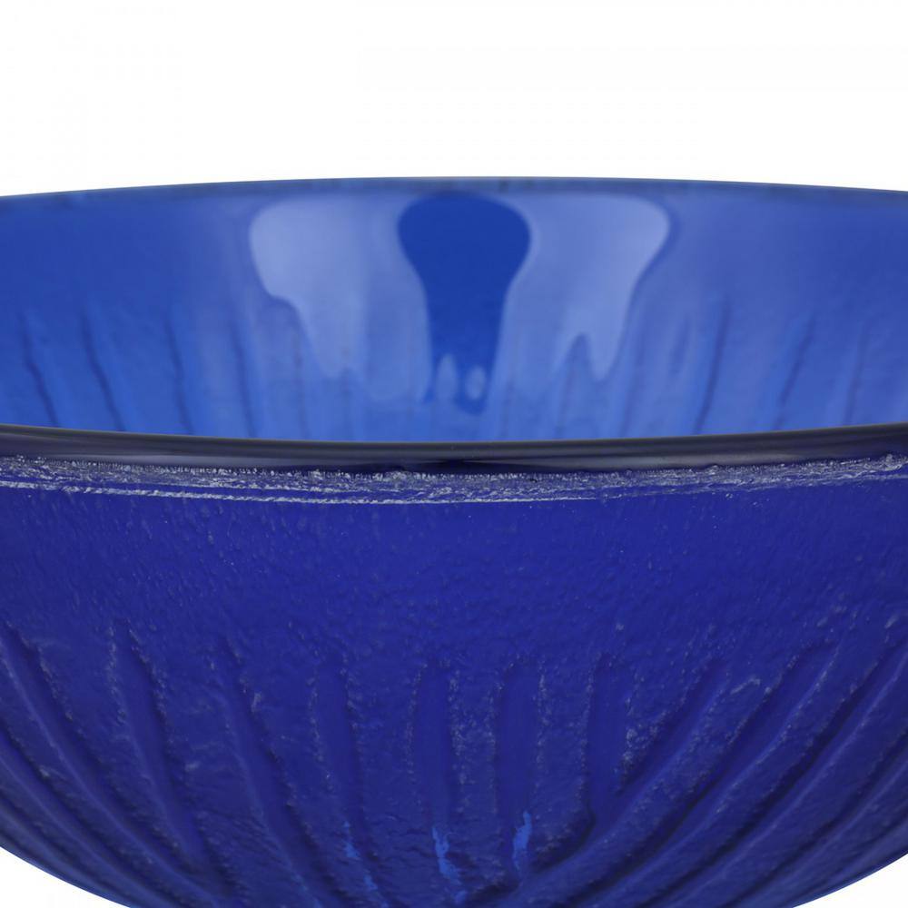 Royal Blue Tempered Glass Round Vessel Sink with Chrome Drain