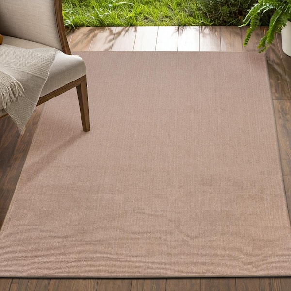 PET Rug Indoor Outdoor Dark Beige 8 ft. x 10 ft. Solid Hose Washable Kitchen/Bedroom/Living Room/Easy Clean Area Rug