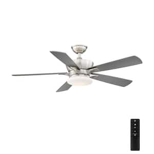 Bergen 52 in. LED Uplight Brushed Nickel Ceiling Fan With Light and Remote Control