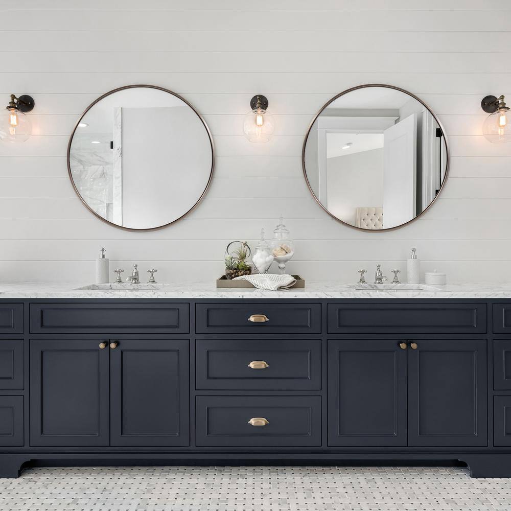 Copenhagen Sleek Brushed Brass Round Vanity Mirror