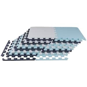 12 in. x 12 in. x 0.125 in. Foam Gym Flooring Mat Tiles 20 PK - 20 sq. ft. Blue