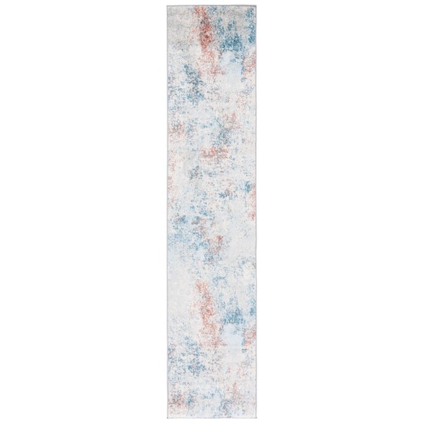 Tulum 2 ft. x 13 ft. Light Blue/Ivory Rustic Distressed Runner Rug