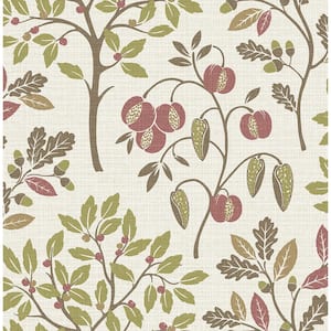 Rowan Olive Green Autumn Trees Wallpaper Sample