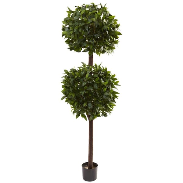 Nearly Natural 6 ft. Artificial Sweet Bay Double Ball Topiary