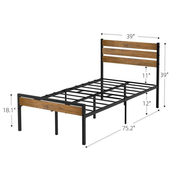 Idealhouse Vienna Industrial Black Twin, What Size Bed Frame For A Full Height