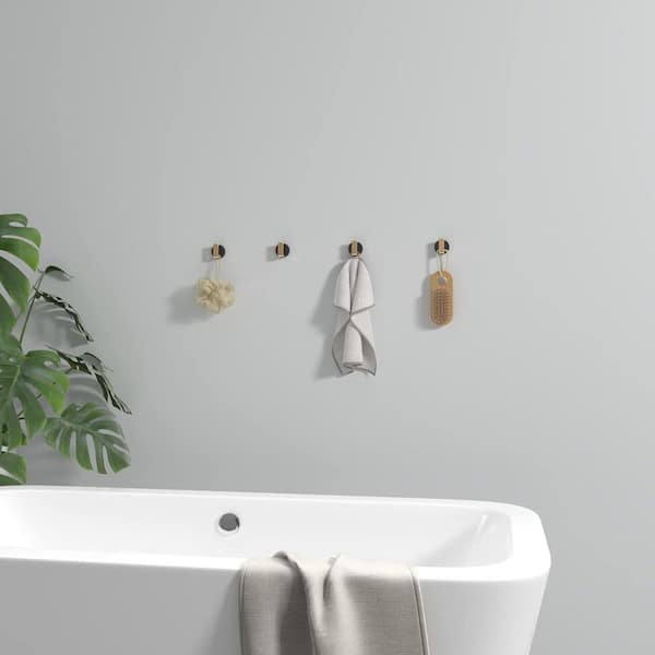 Knob Round Bathroom Robe Hook and Towel Hook in Stainless Steel in Gold Black (4-Pack)