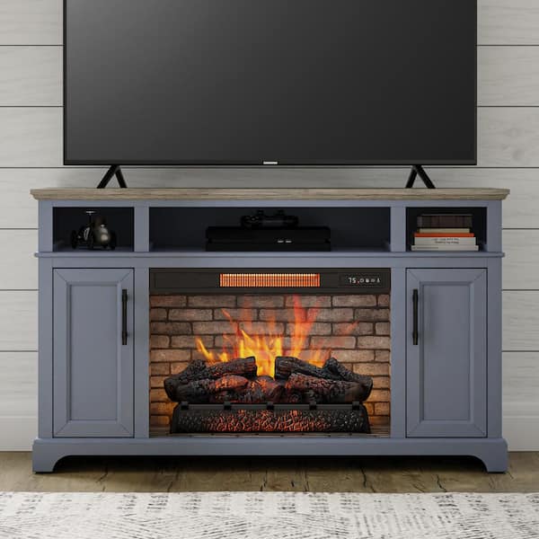 Home Decorators Collection Hillrose 52 in. Freestanding Electric Fireplace TV  Stand in White with Rustic Taupe Oak Top 2240FM-26-201 - The Home Depot
