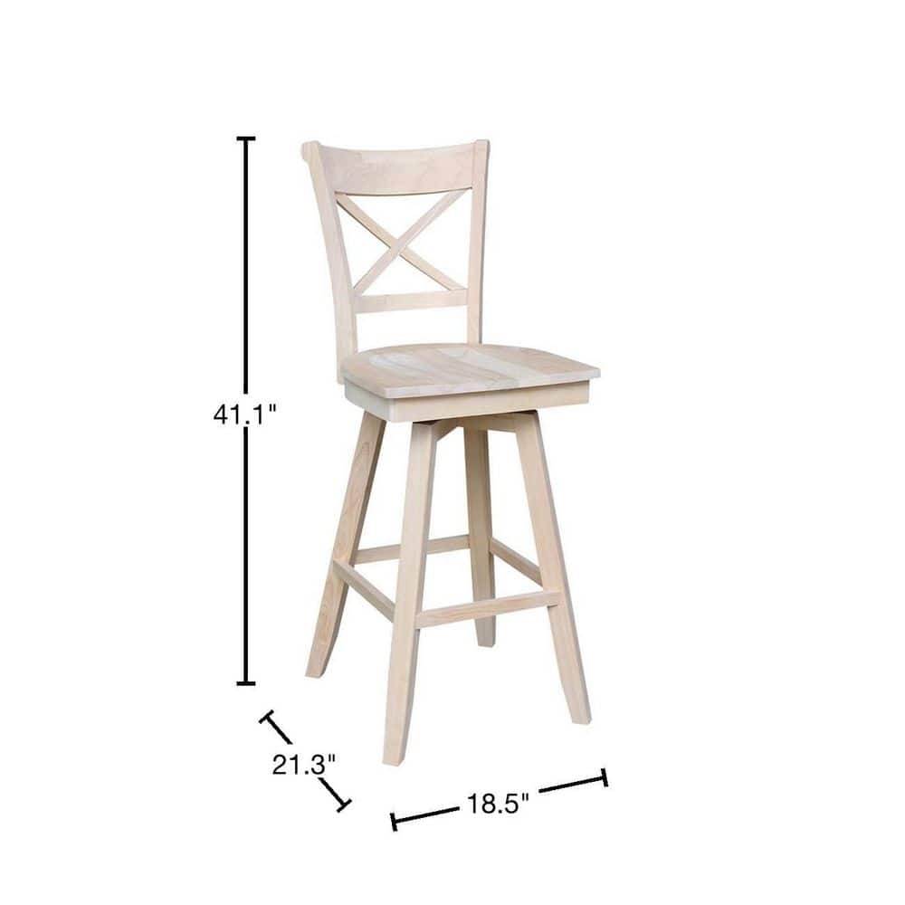 Charlotte 24" Unfinished Solid Wood Swivel Counter Height Stool