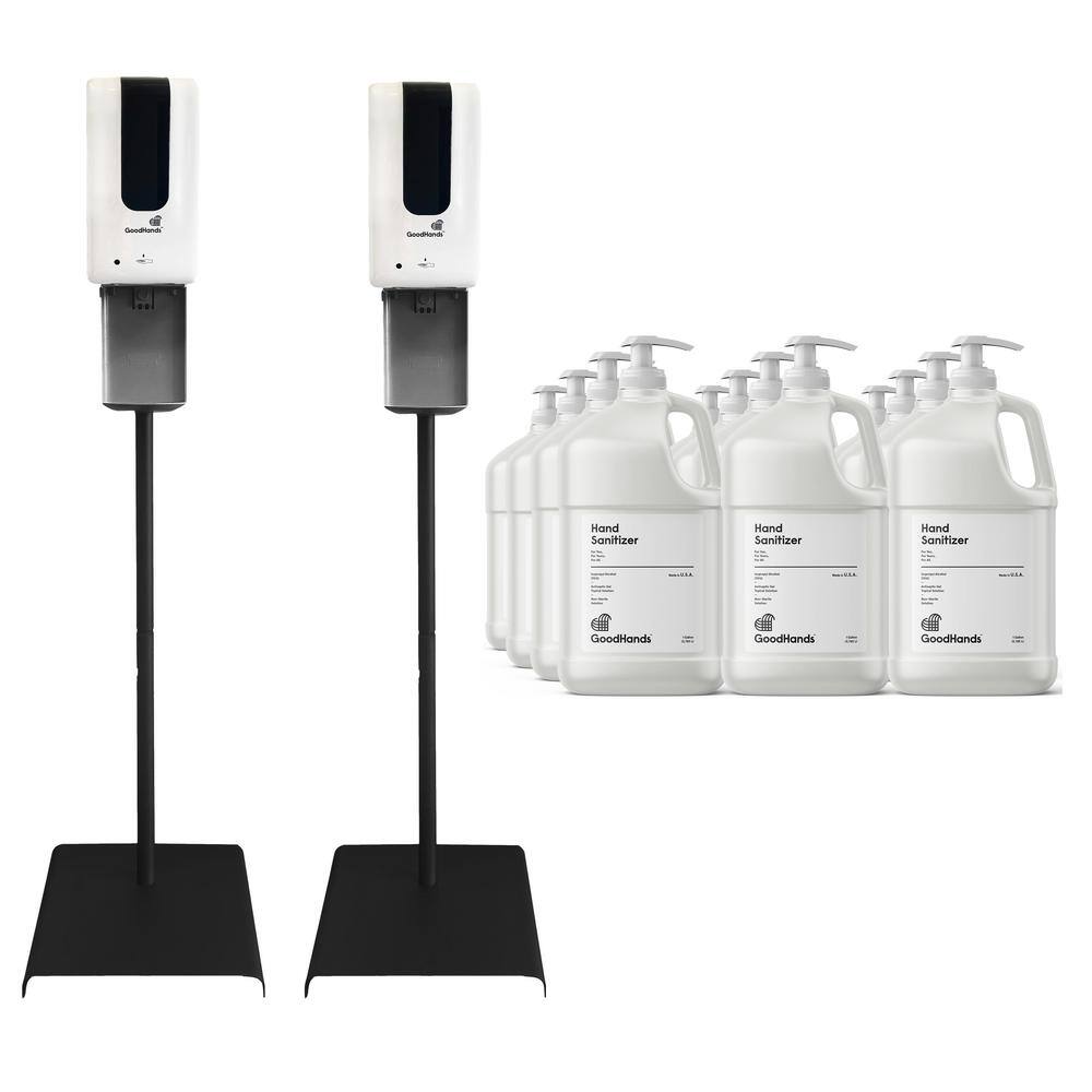 GoodHands 1 Gal. Gel Hand Sanitizer with Pump and 2 Automatic Dispenser Stands (12Pack)957128