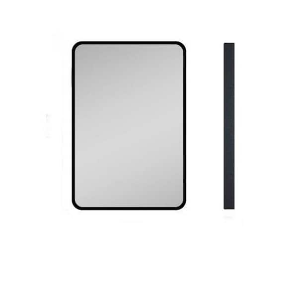 Unbranded 20 in. W x 28 in. H Rectangular Black Metal Framed Wall Mount or Recessed Bathroom Medicine Cabinet with Mirror