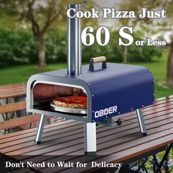 BOZTIY 13 in. Wood/Propane/Charcoal/Pellet Combo Outdoor Pizza Oven in Blue