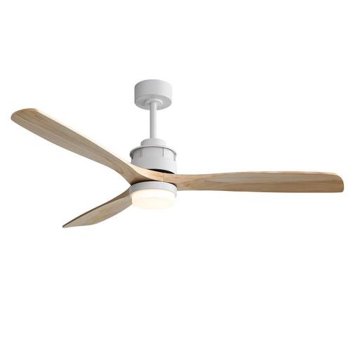 60 in. Integrated LED Indoor/Outdoor White Ceiling Fan with Light and Remote, 6-Speed Reversible DC Motor Included Lighting