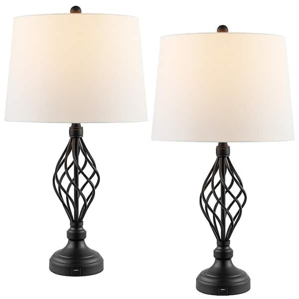 Pair Antique Wood and Metal Wallpaper Roller Made Into Lamps