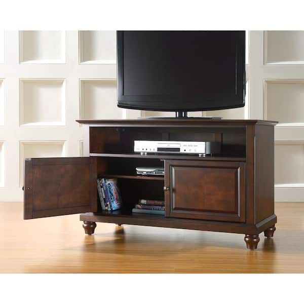 CROSLEY FURNITURE Cambridge 42 in. Mahogany Wood TV Stand Fits TVs Up to 44 in. with Storage Doors