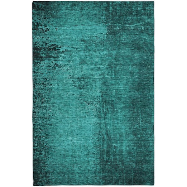 Dream Shag Premium Machine Washable Abstract ADS554 Teal 8 ft. x 10 ft. Area Rug