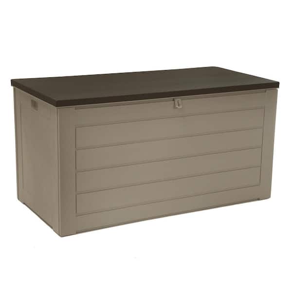 Cosco 180 Gal. Resin Storage Deck Box in Tan and Brown