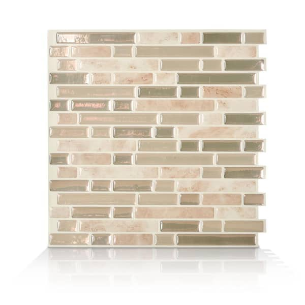 smart tiles Bellagio Sabbia Beige 10.06 in. W x 10.00 in. H Peel and Stick Self-Adhesive Decorative Mosaic Wall Tile Backsplash