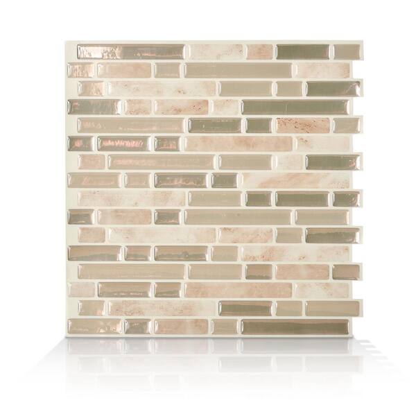 smart tiles Bellagio Sabbia 10.06 in. W x 10.00 in. H Peel and Stick Self-Adhesive Decorative Mosaic Wall Tile Backsplash (12-Pack)