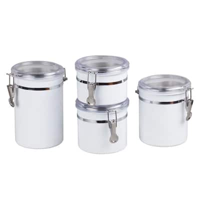 Home Basics 4-Piece Canister Set with Stainless Steel Tops CS44772