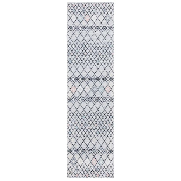 SAFAVIEH Amsterdam Gray/Ivory 2 ft. x 8 ft. Geometric;Trellis Runner Rug