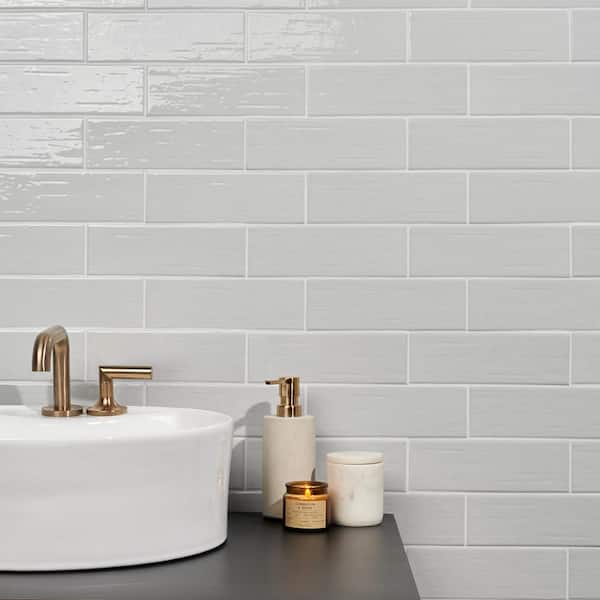 Crux Silver 2.81 in. x 8.75 in. Polished Porcelain Subway Wall Tile (7.52 sq. ft./Case)