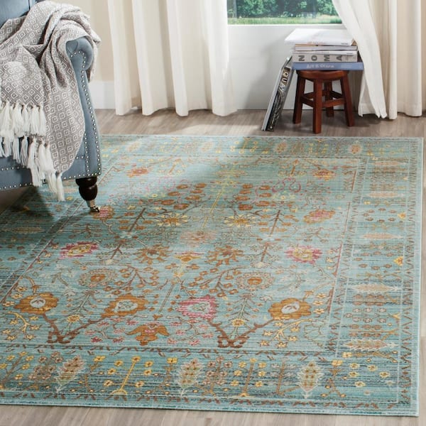 Valencia Steel Blue 4 ft. x 6 ft. Border Area Rug