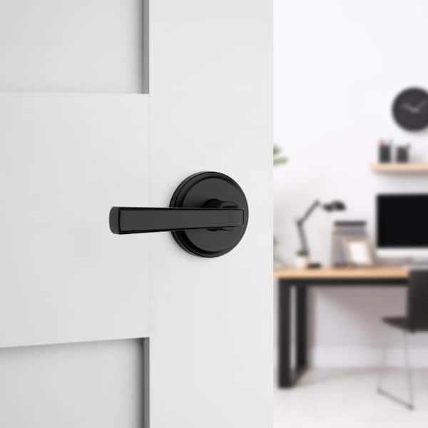 Trafford Matte Black Reversible Round Straight Hall/Closet Door Handle (4 Pack)