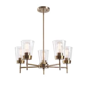 Bea 5-Light Antique Brass Chandelier with Clear Glass