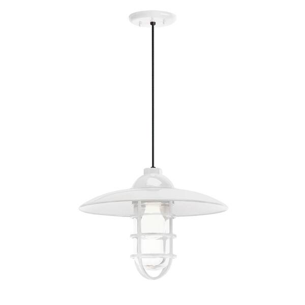 Troy RLM Retro Industrial 13 in. Shade 1-Light Gloss White Finish Pendant