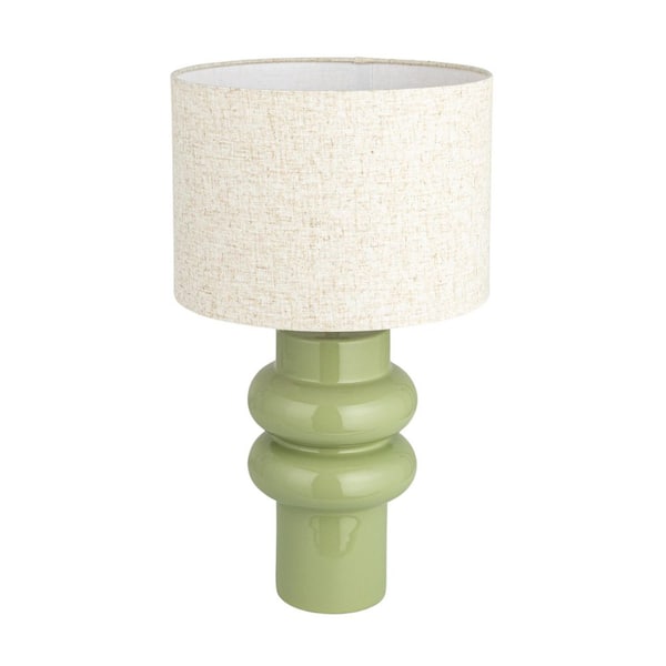 Storied Home 20.25 in. Greens Toneware Table Lamp with Celery Green Linen Shade