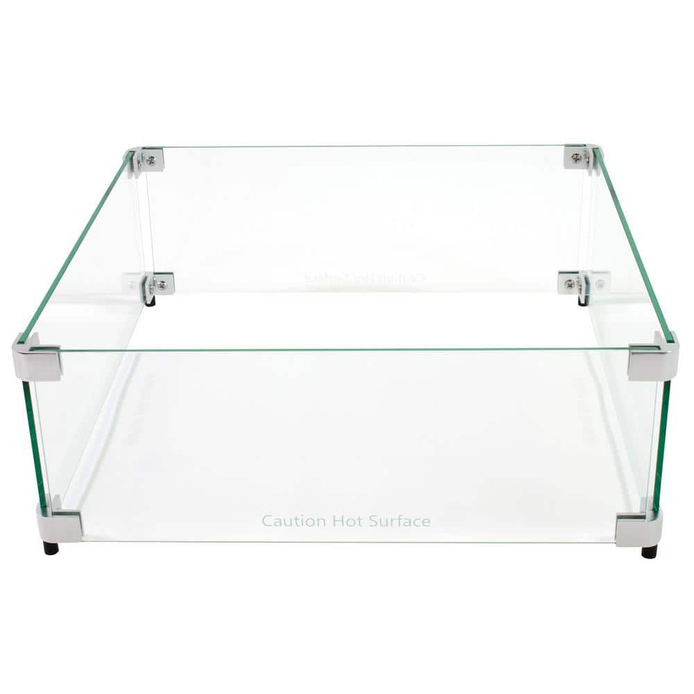 Clear Tempered Glass Square Fire Pit Wind Guard