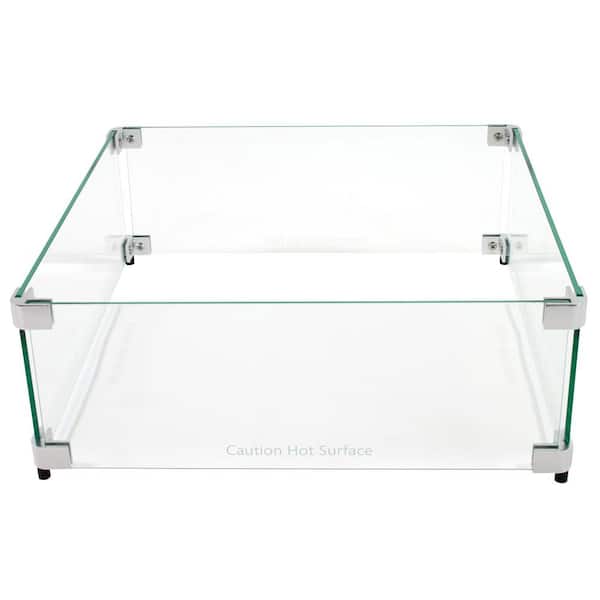 20.5 in. x 20.5 in. Square Tempered Glass Fire Pit Wind Guard for 15 in. Square Drop-In Fire Pit Pan