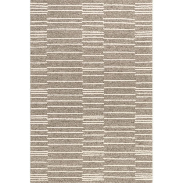 Tanaia Contemporary Striped Area Taupe 5 ft. x 8 ft. Indoor Area Rug