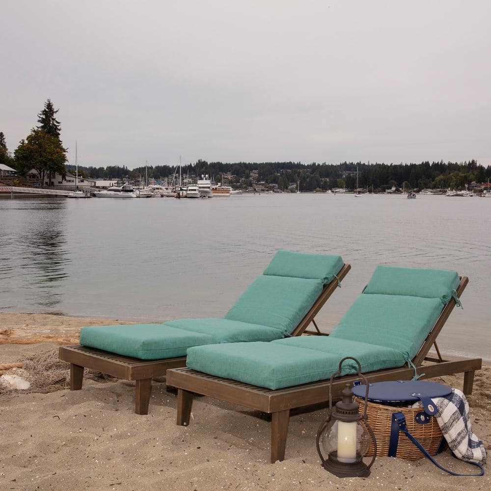 Seafoam Green Recycled Fabric Outdoor Chaise Lounge Cushion