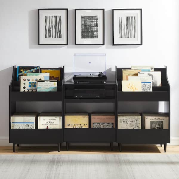 CROSLEY FURNITURE Liam Black 3-Piece Record Player Stand and