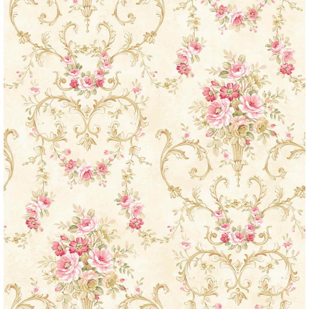 Classic Flora Cameo Pink Wallpaper RM50501 by Casa Mia Wallpaper