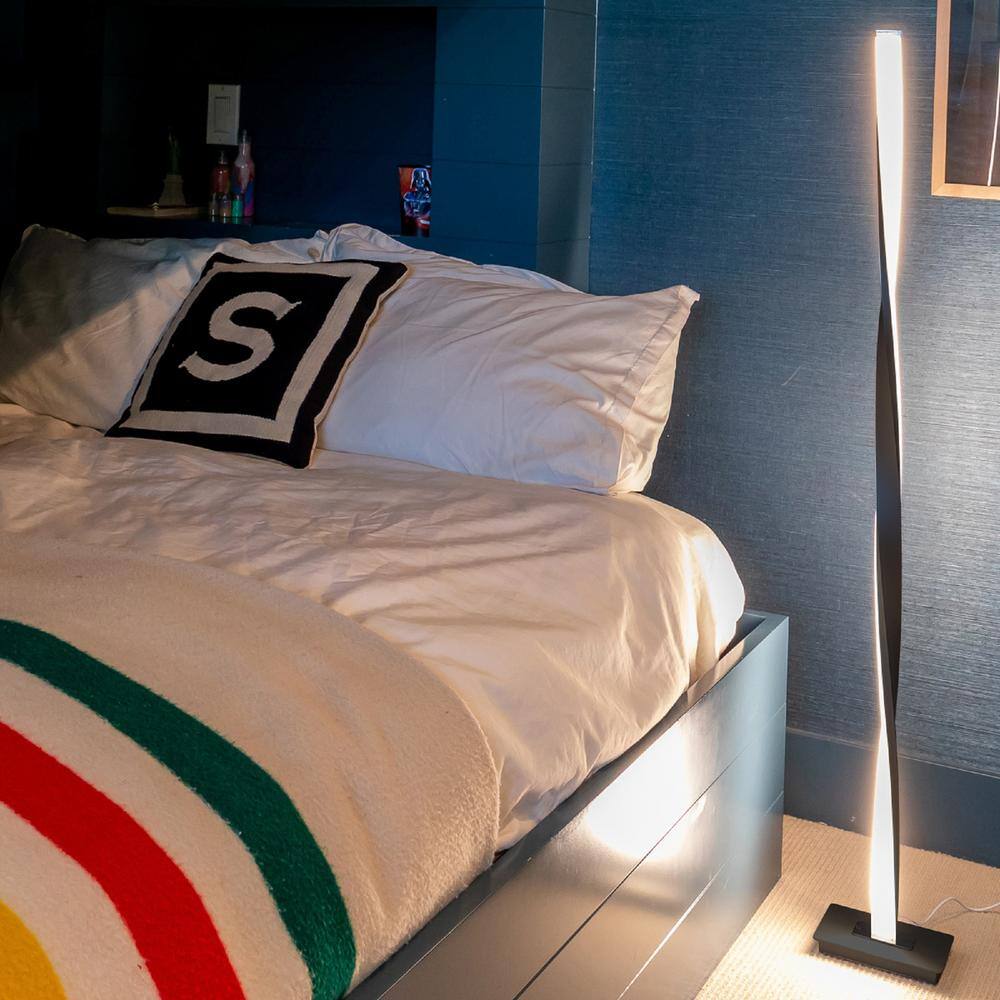 Helix 48" LED Modern Floor Lamp with 3-Way Dimness, Black