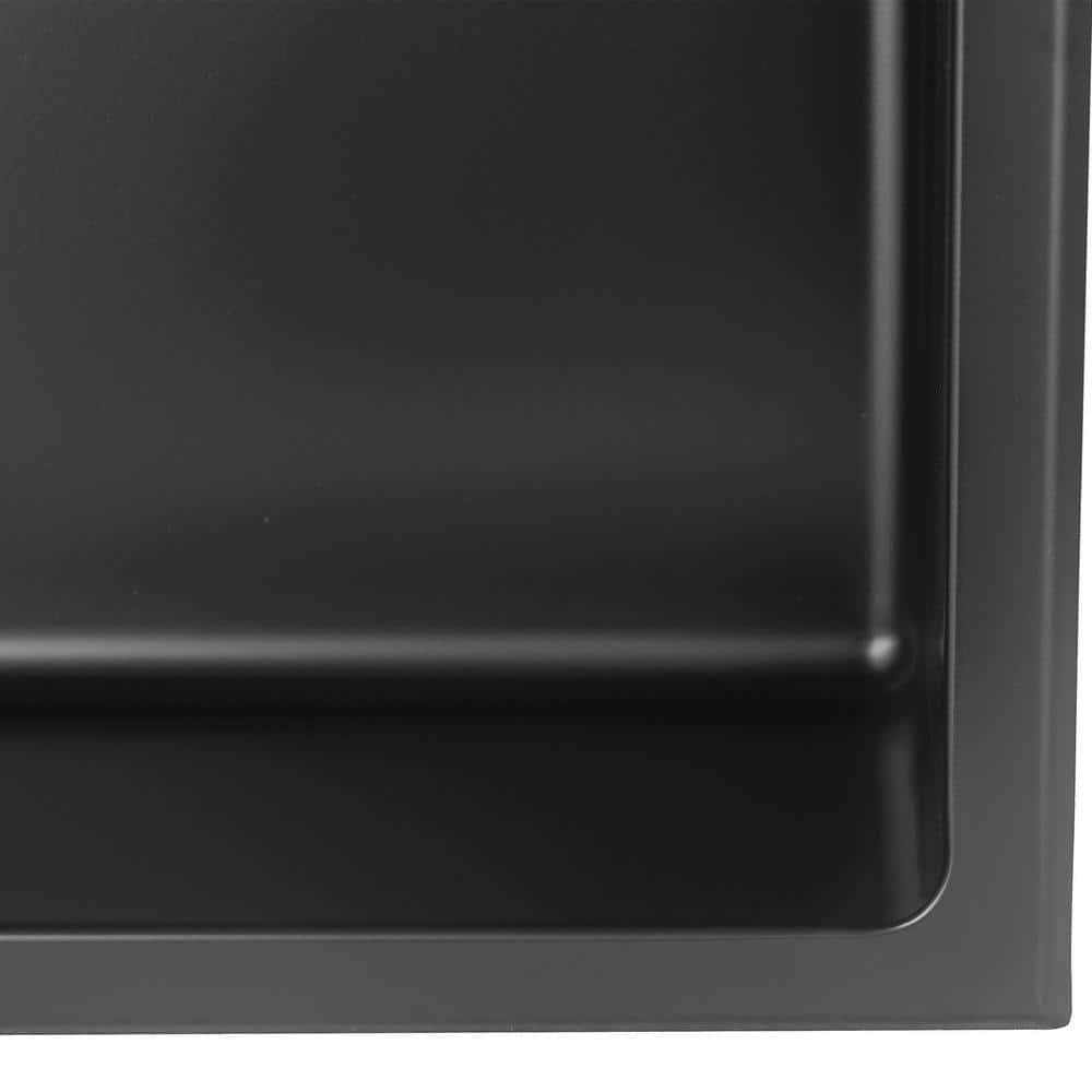 12-Inch Matte Black Stainless Steel Shower Niche