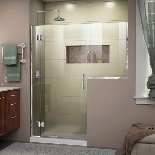 DreamLine Unidoor-X 67 to 67.5 in. x 72 in. Frameless Hinged Shower Door in Chrome