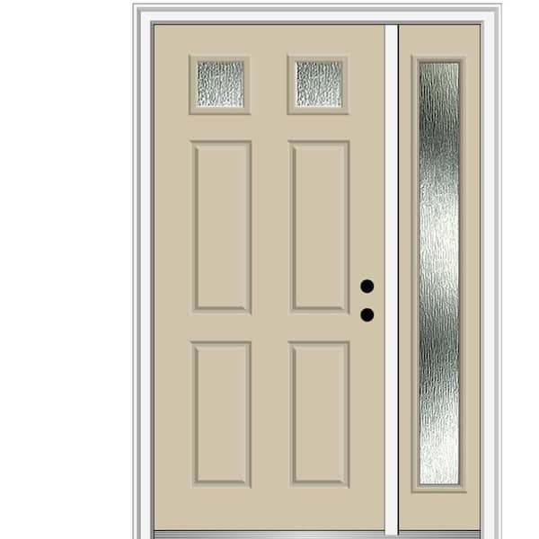 MMI Door 48 in. x 80 in. Left-Hand Inswing Rain Glass Wicker Fiberglass Prehung Front Door on 4-9/16 in. Frame