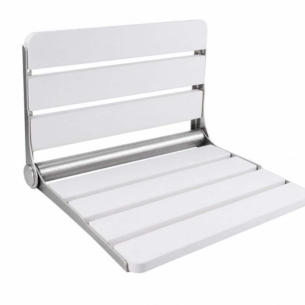 16 in. Teak Folding Shower Seat in White Wall Mounted, Foldable Shower Bench for Seniors, Elderly & Small Shower Spaces price history on PriceWatchPro