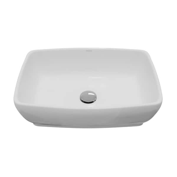 Valera 19 in. Vitreous China Rectangular Vessel Bathroom Sink in White