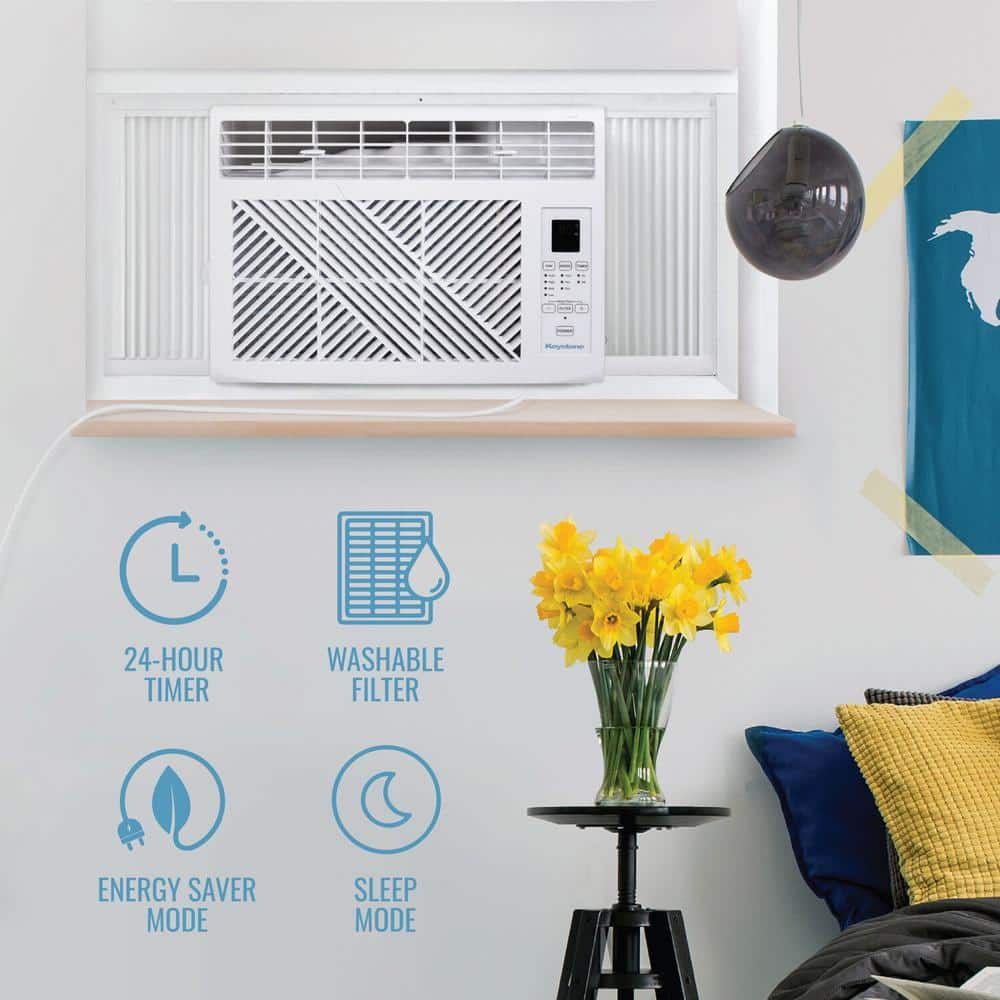 White 6000 BTU Window Mounted Air Conditioner with Remote Control