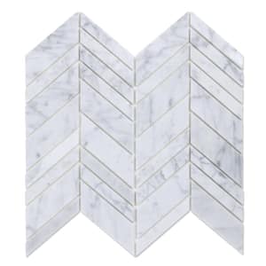 Pistoria White 10.85 in. x 11.99 in. Marble Peel and Stick Mosaic Wall Tile (5.47 sq. ft./Case)